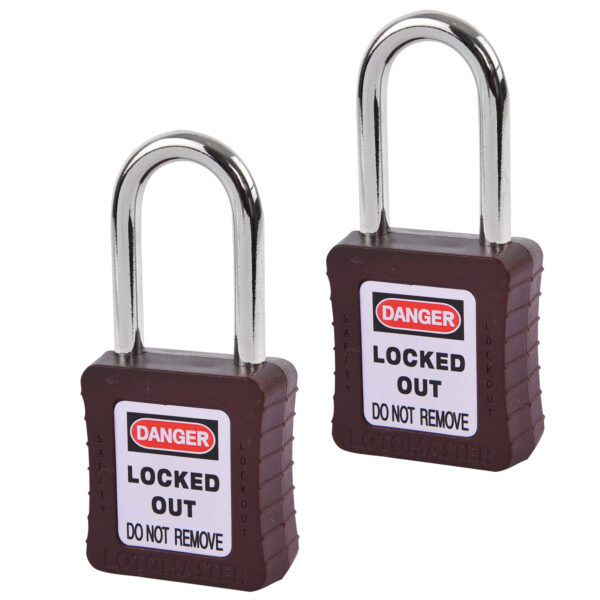 Safety Lockout Padlocks 2 Keyed Alike 38mm Brown