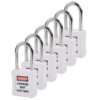 Safety Lockout Padlocks 6 Keyed Alike 38mm White