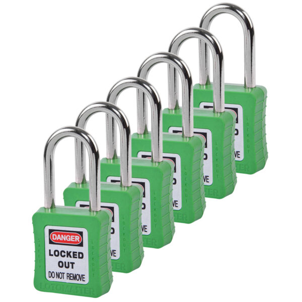 Safety Lockout Padlocks 6 Master Keyed 38mm Green