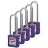 Safety Lockout Padlocks 6 Master Keyed 75mm Violet