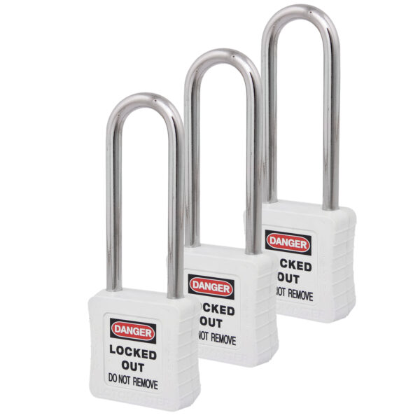 Safety Lockout Padlocks 3 Master Keyed 75mm White