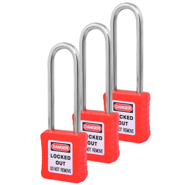 Safety Lockout Padlocks 3 Master Keyed 75mm Red