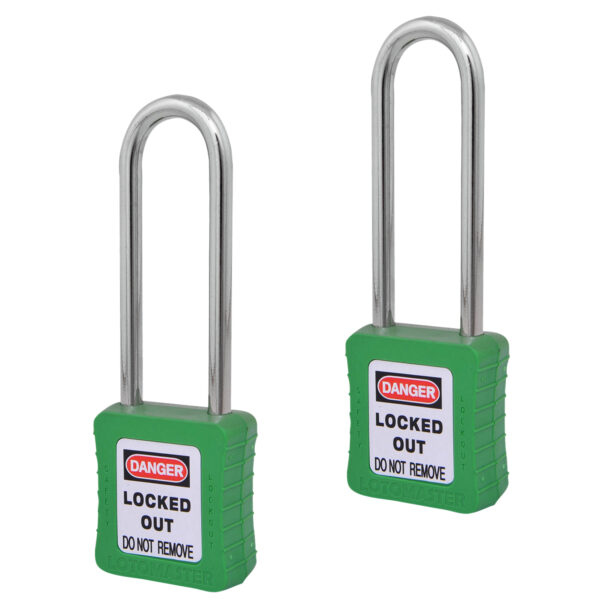 Safety Lockout Padlocks 2 Keyed Alike 75mm Green